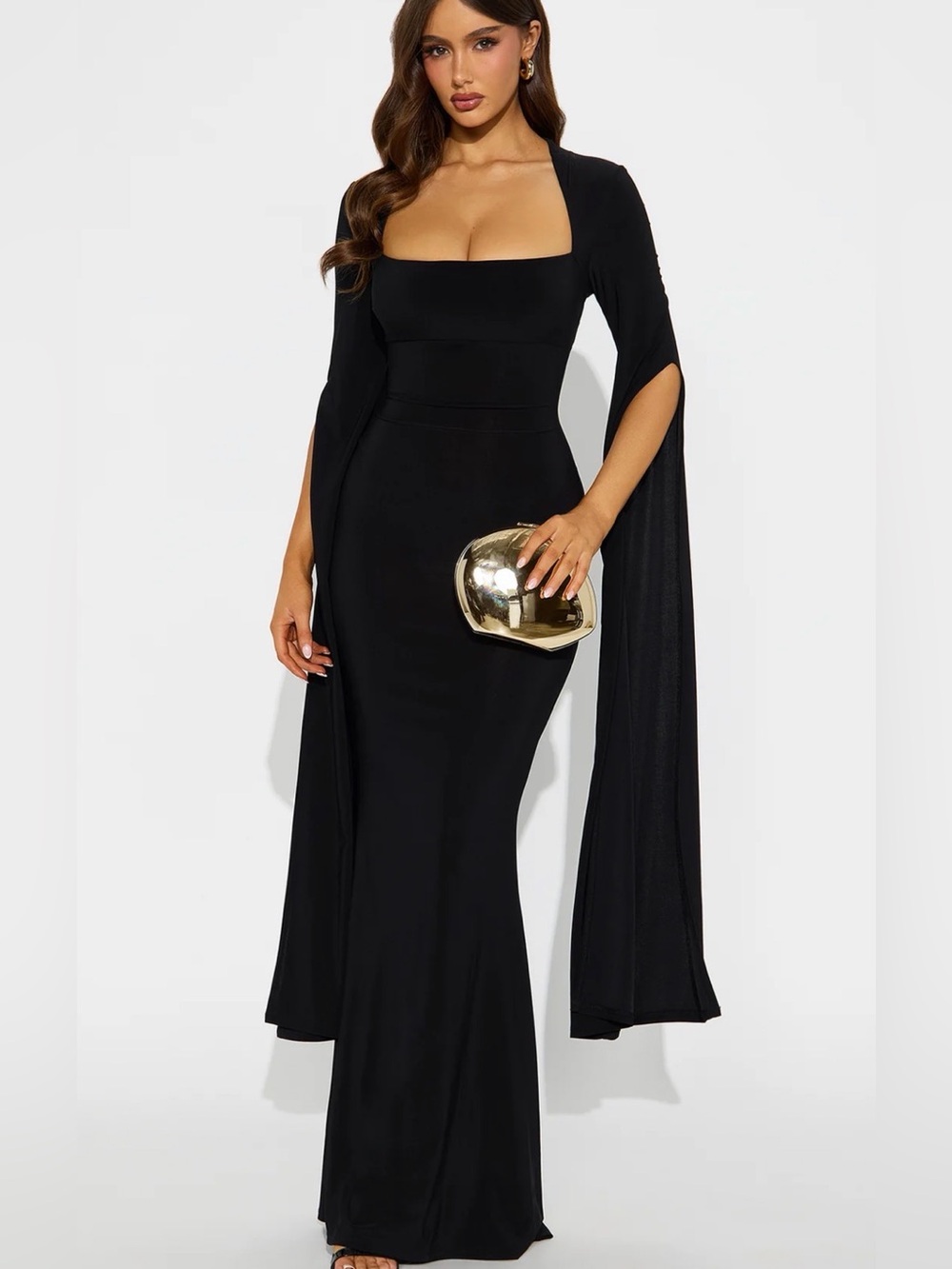 Black Cape maxi dress